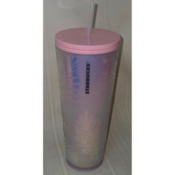 Starbucks Holiday Holographic Tumbler 24oz Pink Iridescent Pine Cone Ltd Edition - Picture 1 of 10